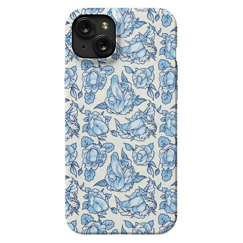 Floral Penis Pattern Blue Phone Case